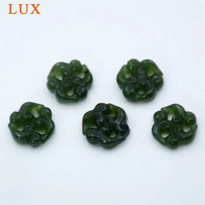 

LUX New jades carved flower pendant Natural nephrite stone pendants Carved beads for jewelry making
