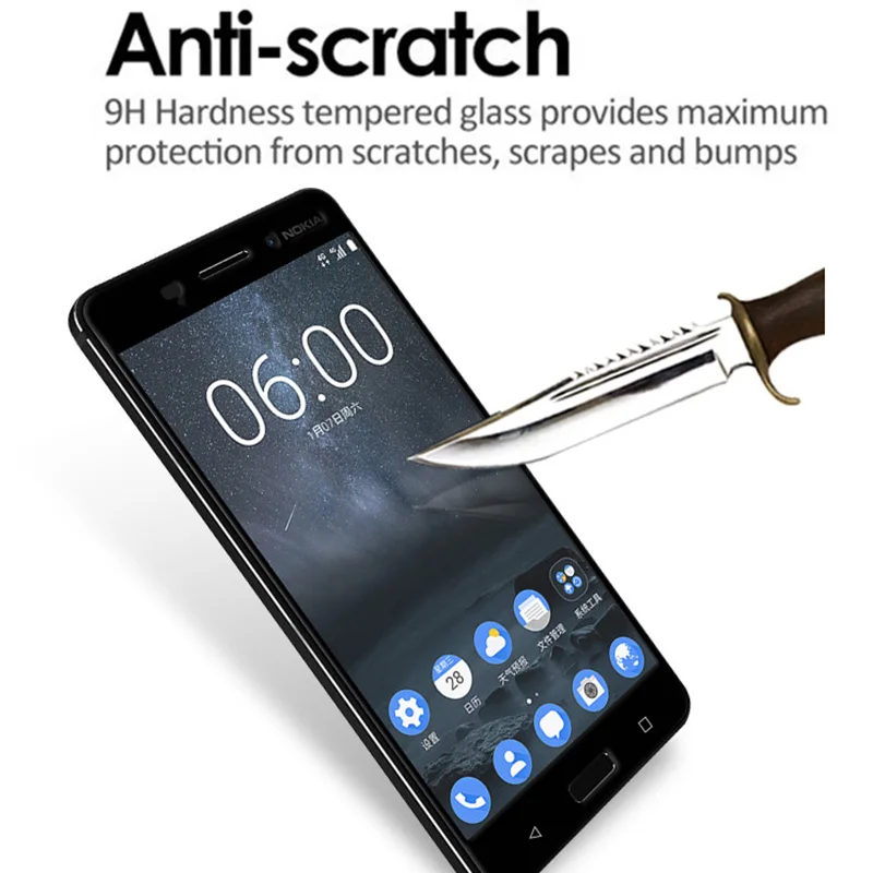 Полное покрытие стекло для nokia 6 8 Защита экрана закаленное от царапин защитная