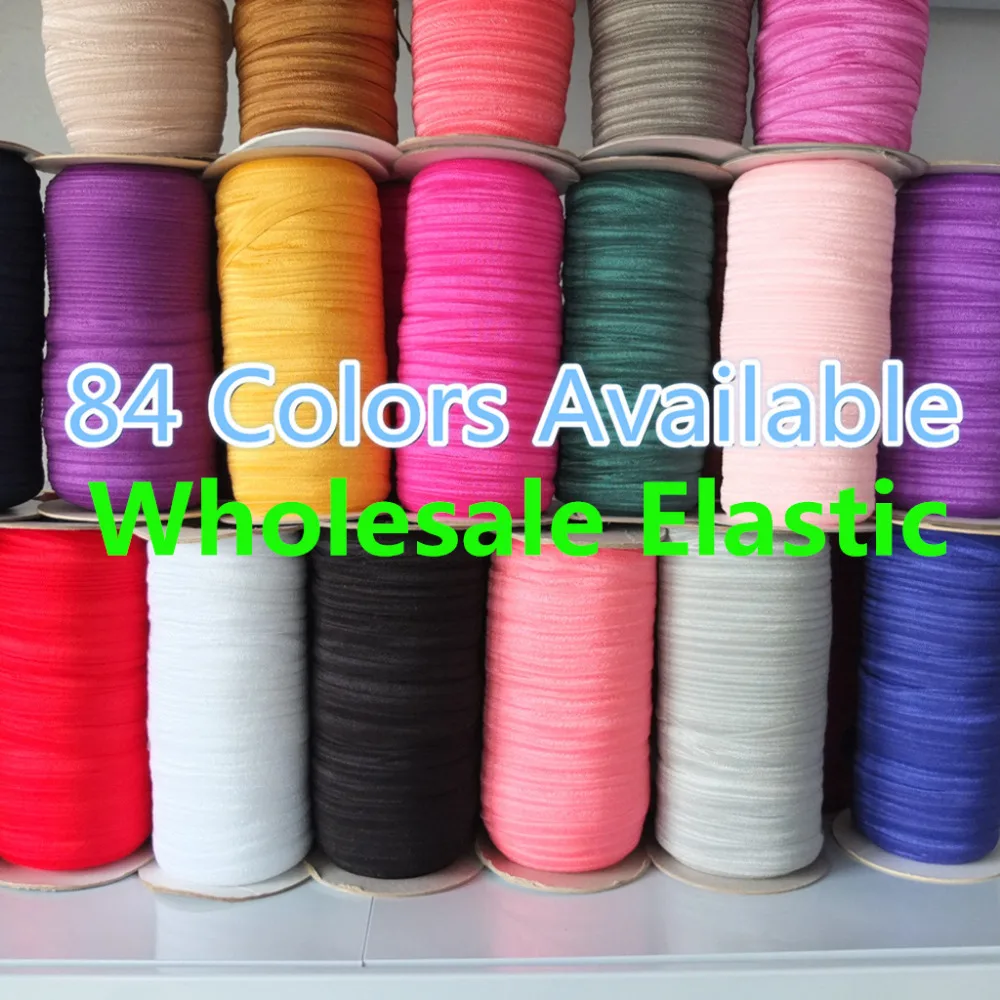 80 Colors Available 5/8'' Fold Over Elastic Ribbon Sewing elastic bands Hair Elastic fabric DIY Hair bow Apparel Accessories