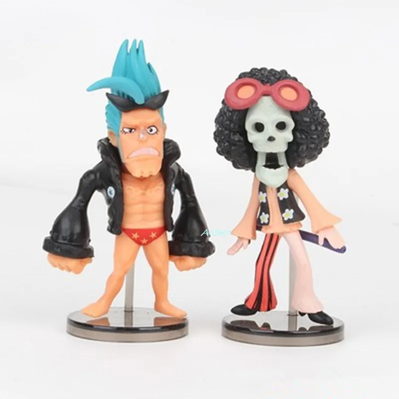 ONE PIECE Q Version 6Pcs/set Monkey D. Luffy Franky Roronoa Zoro Brook Tony Chopper PVC Action Figure Toy OPP Gift 8CM Z770 | Игрушки и