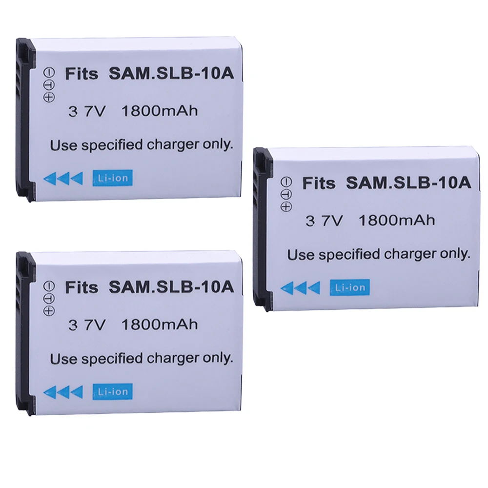 Аккумуляторная батарея SLB10A SLB 10A, 3 шт., 1800 мА/ч, Аккумулятор для камеры Samsung EX2F, WB150F, WB250F, WB350F, WB750, WB800F, WB500, WB550
