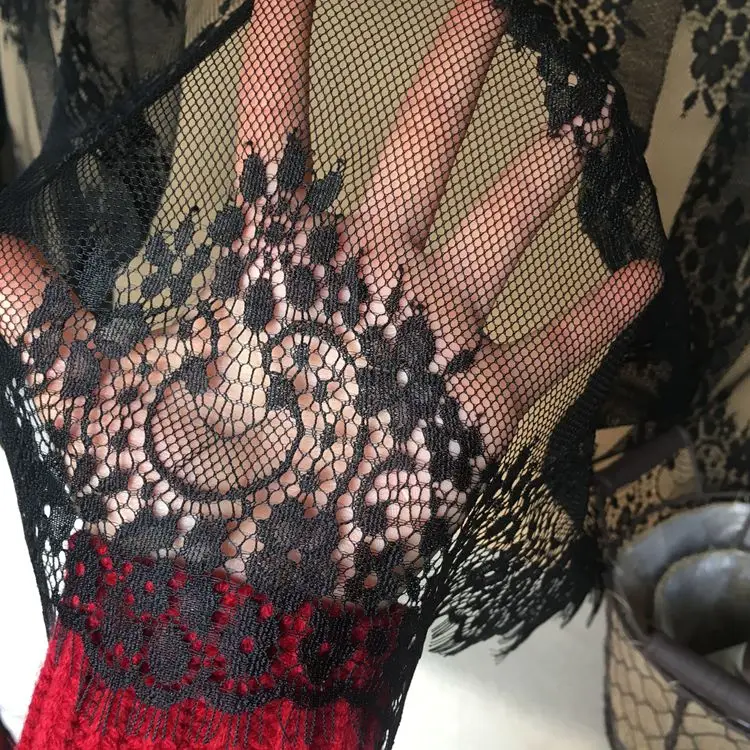 Сетчатая кружевная ткань с цветами и ресницами элегантная Европейская сетчатая