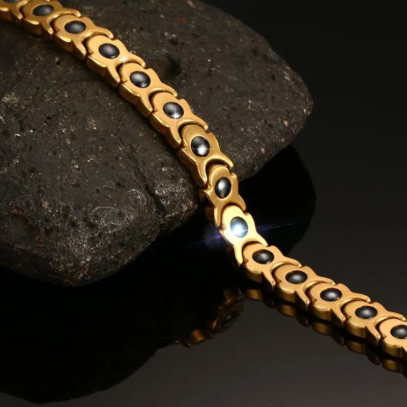 Женский браслет цепочка Vnox с цирконом и гематита|women bracelet|magnetic jewelryhealth jewelry |