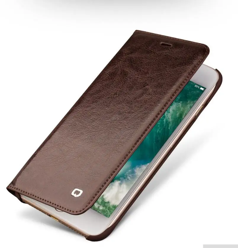 

QIALINO New Case for iPhone 7 8 Handmade Genuine Leather Flip Cover for iphone 7 8 plus luxury Ultra Slim Phone Case holster