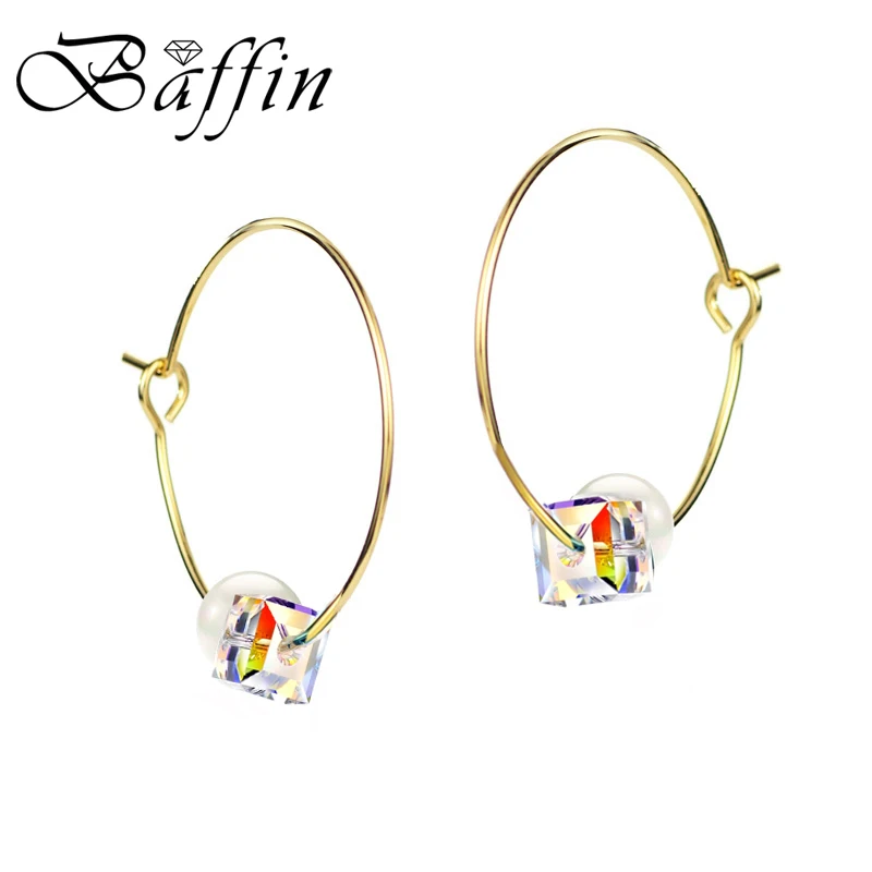 BAFFIN кристаллы от SWAROVSKI позолоченные серьги-кольца для женщин вечерние имитация жемчуга цветные яркие Бусины Ювелирные изделия Подарки - Окраска металла: Золотой цвет