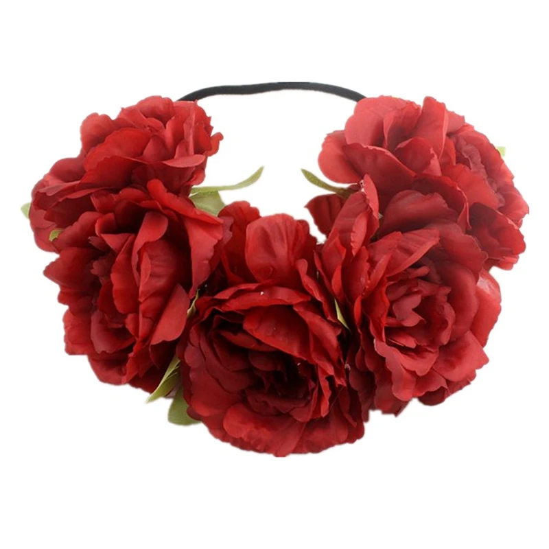 

New Euro-American big imitation flower with Bohemian seaside holiday wreath Carnival Party headdress girl