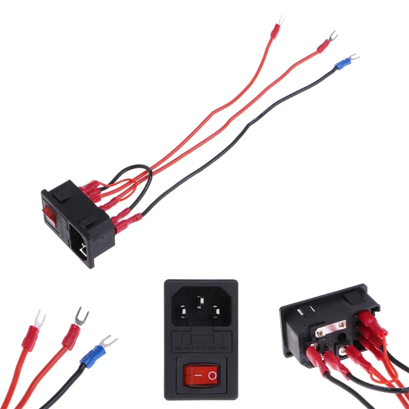 

220V/110V 15A Inlet Male Plug Power Socket With Fuse Switch 3D Printer Parts