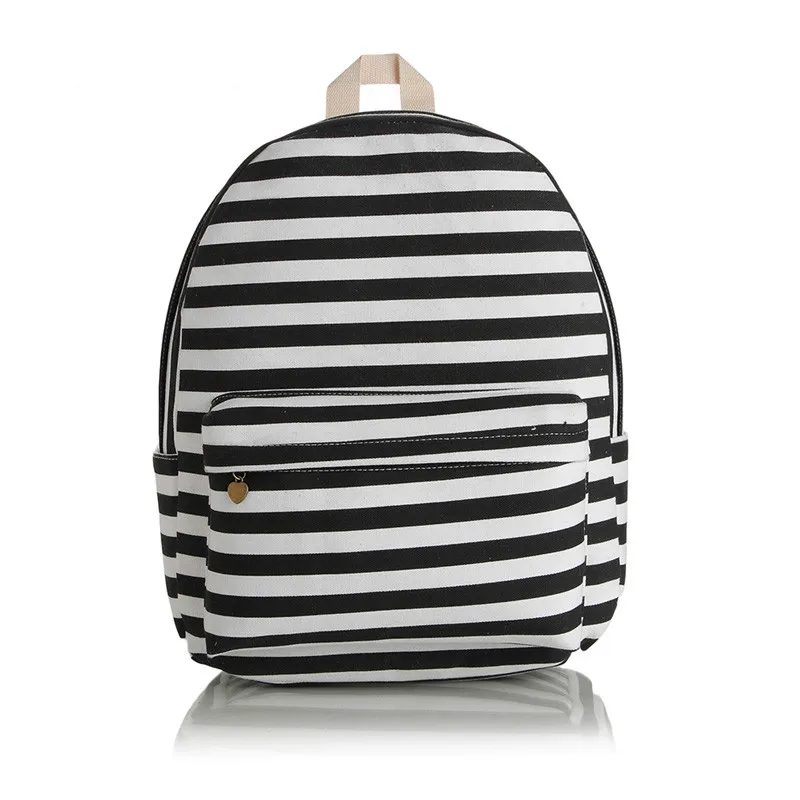 Для женщин Bagpack с принтом в полоску рюкзак холст школьные ранцы для подростков