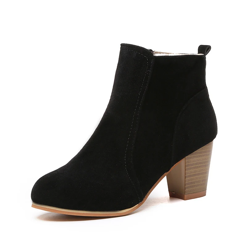 FONIRRA Women Ankle Boots Square High Heel for Woman Fashion Zip Black Autumn Winter Womens Shoes 231 | Обувь