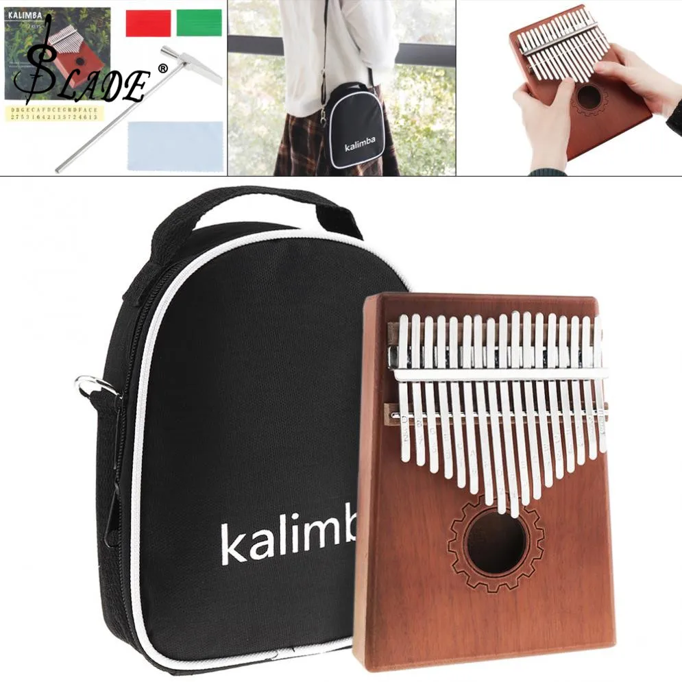 

17 Key Kalimba Single Board Mahogany Thumb Piano Set Mbira Mini Keyboard Musical Instrument with Bag and Complete Accessories