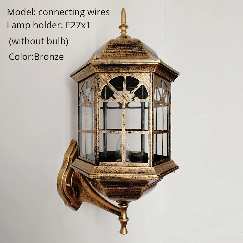 Connecting wires A Ретро 220 В 110 в стекло Led Наружное солнечное водонепроницаемое Освещение стен лампа бра для улицы дома крыльцо ворота балкон веранда дом - Испускаемый цвет: Connecting wires A
