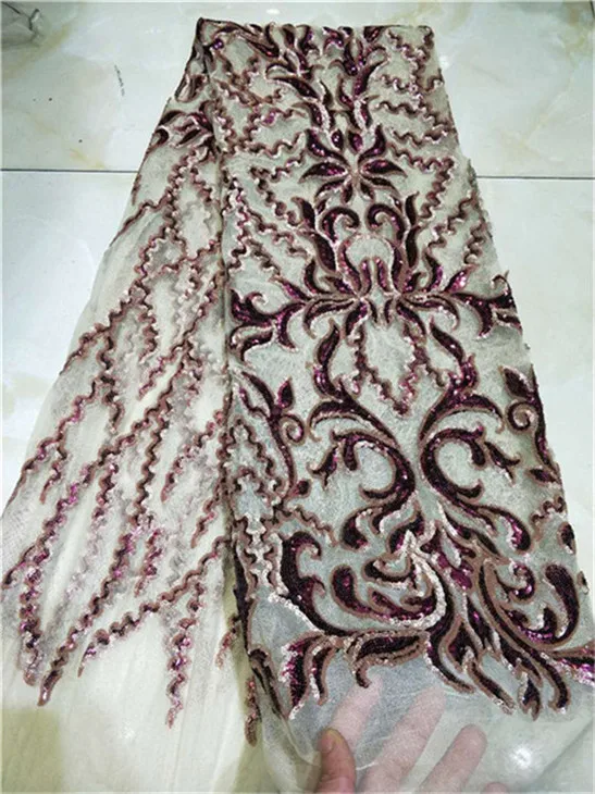 Благородная женская свадебная кружевная ткань с красными блестками новейший