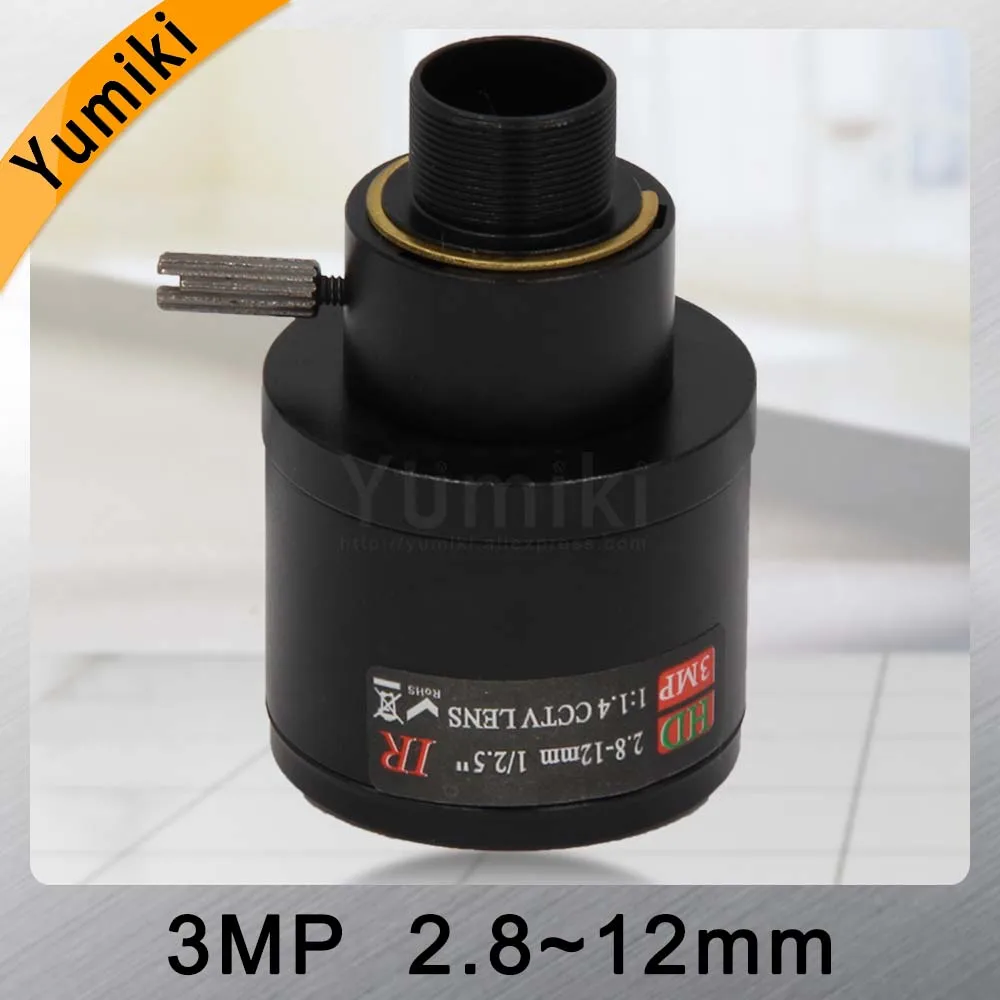 Yumiki 3,0 мегапиксельная фиксированная диафрагма HD CCTV объектив камеры 2,8-12 мм/варифокальный ИК HD объектив камеры безопасности/ручной зум и фокус M12 F1.4