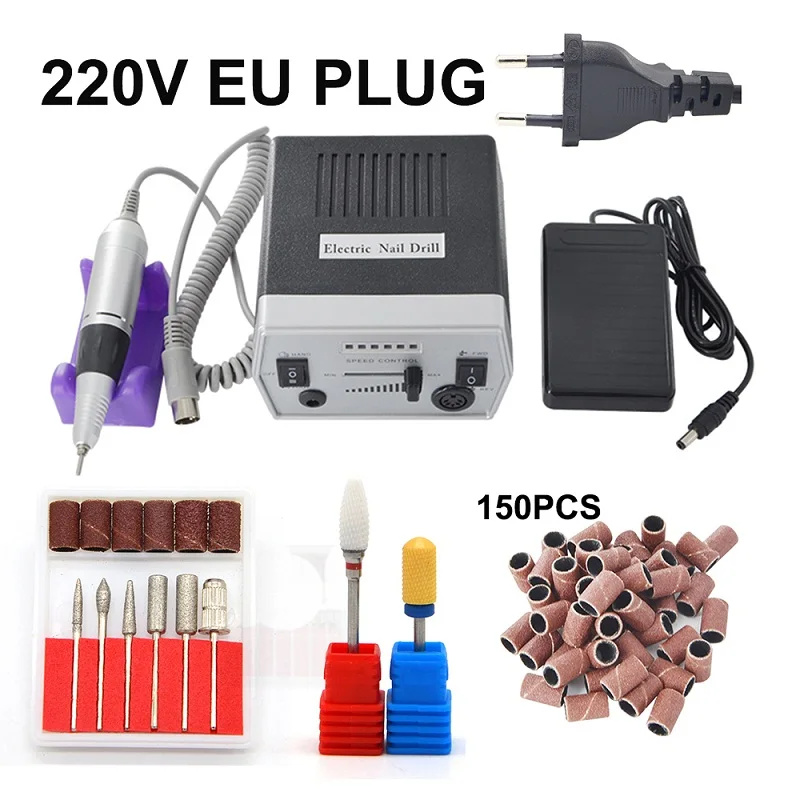 Black EU plug15B2D5 Золотой электрический сверлильный станок для дизайна ногтей, Профессиональный аппарат для маникюра, оборудование для дизайна ногтей, оборудование для педикюра и маникюра - Цвет: Black EU plug15B2D5
