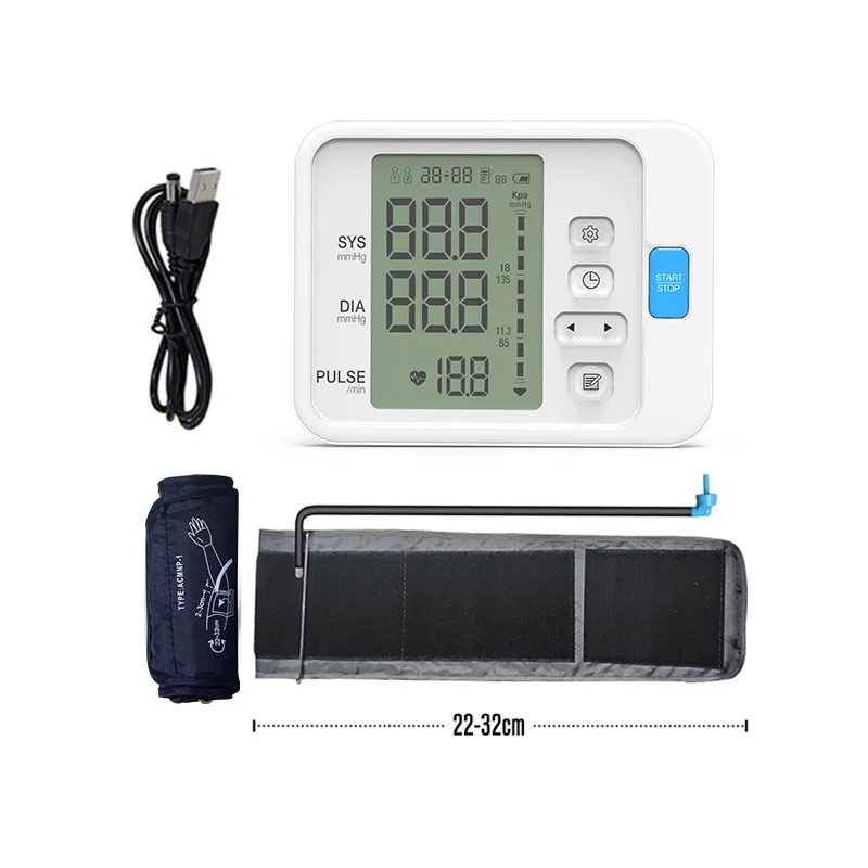 22-32cm and 6V USB BOXYM Автоматический цифровой монитор артериального давления на руку Сфигмоманометр ЖКД верхний BPM запонки для тонометра пульсометр забота о здоровье - Цвет: 22-32cm and 6V USB