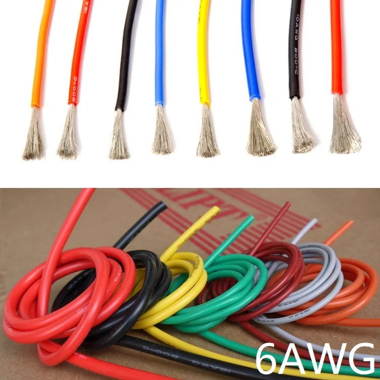 6AWG силиконовый провод 16 мм квадратный изолированный гибкий электрический кабель теплостойкий Луженая Медь силикагель мягкий DIY шнур тестовая линия