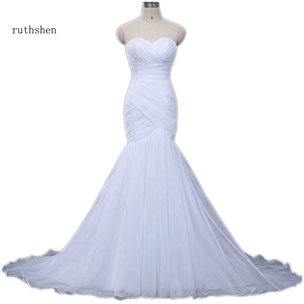 

Cheap Wedding Dresses Simple Sweetheart Mermaid Pleats Draped Organza Vestidos Baratos In Stock Sexy White Vestido Novia 2022