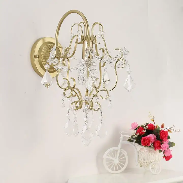Hot crystal wall lamp living room bedside mirror front aisle lights bedroom iron art lamp. | Освещение