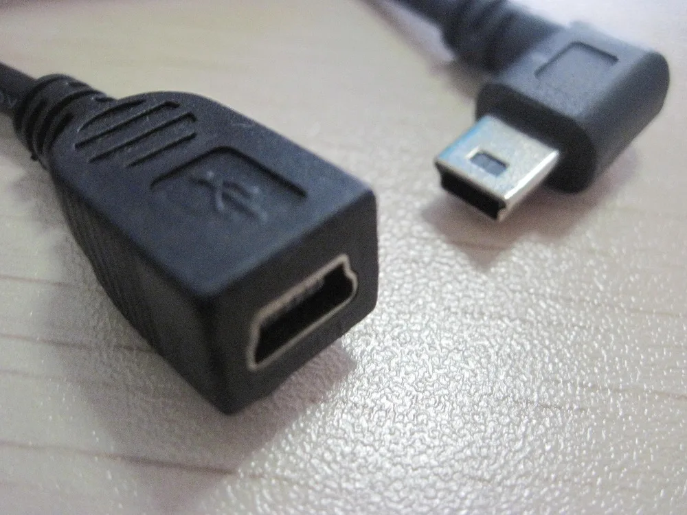 50 шт. --- правый угол мини USB b папа к женскому данных/зарядный кабель шнур для