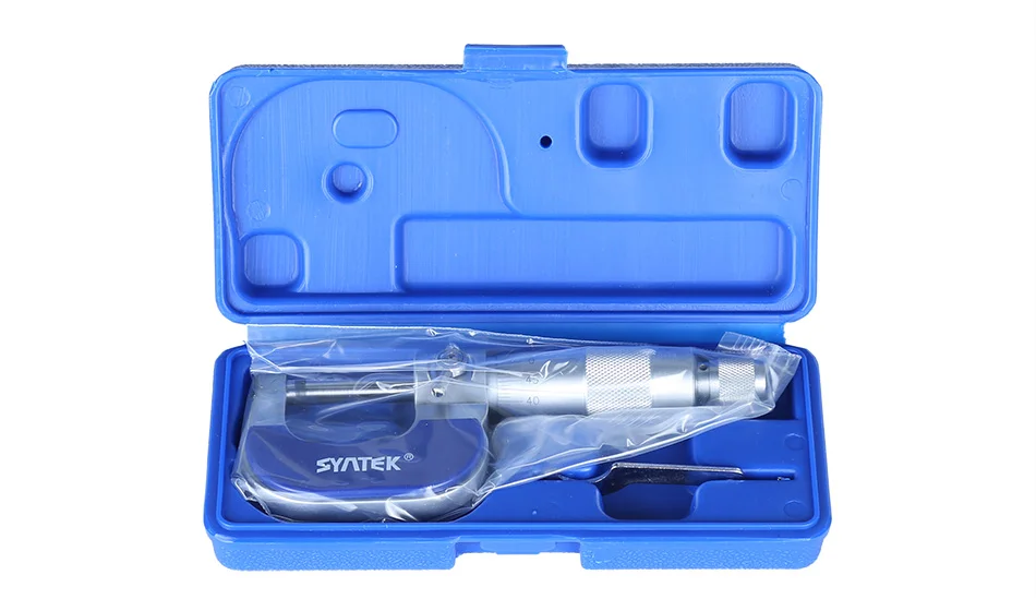 Микрометр Syntek 0-25,4 мм 1 дюйм диапазон 0,01 мм Диаметр промышленного измерения толщины стенок Высокоточный металлический измерительный прибор