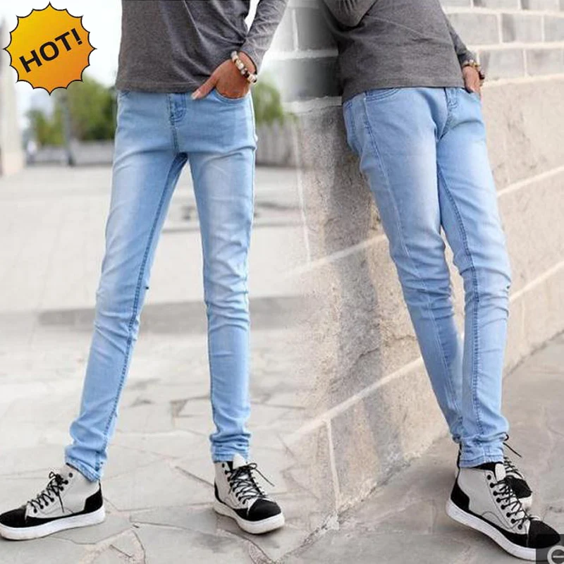 Горячая Стиль 2020 мода мальчиков светильник синий Slim Fit Брюки карандаш