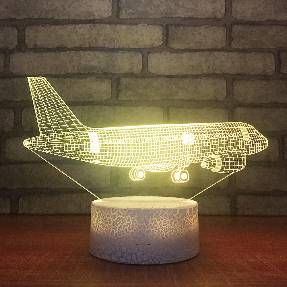 

3D светодиодный ночник в виде самолета с RGB-подсветкой, 7 цветов, Настольный светильник, фигурки героев, 099, рождественские игрушки для мальчик...