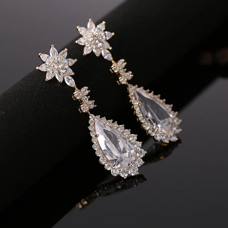 AAA Zirconia Exaggerated Luxury Nightclub Queen Palace Vintage Earrings Jewelry Sun Flower with Sapphire Ruby Black | Украшения и