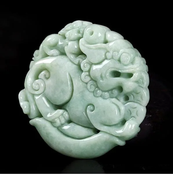 50*50*14мм Натуральный нефрит жадеита Ледяной нуо жонг Двусторонний кулон PIXIU Ю пей ожерелье Свитер цепи