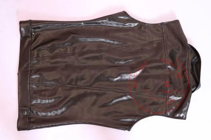 XXL сексуальный мужской тонкий жилет из искусственной кожи черный блестящий