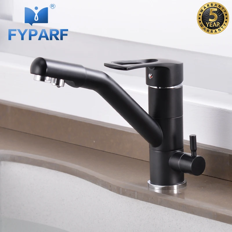 

FYPARF Brass Black Matte Kitchen Faucets Swivel Drinking Water Faucet 3 Way Water Filter Purifier Kitchen Faucets For Sinks Taps