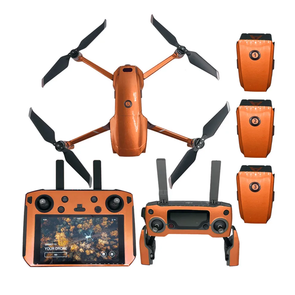 Оранжевый Наклейка Водонепроницаемая наклейка для DJI Smart контроллер Роскошные наклейки Кожа для DJI MAVIC 2 Pro& Zoom Дрон аксессуар 4 батареи - Цвет: Оранжевый