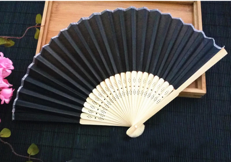 Черный белый или розовый цвет 200 шт. роскошный Шелковый веер в элегантной