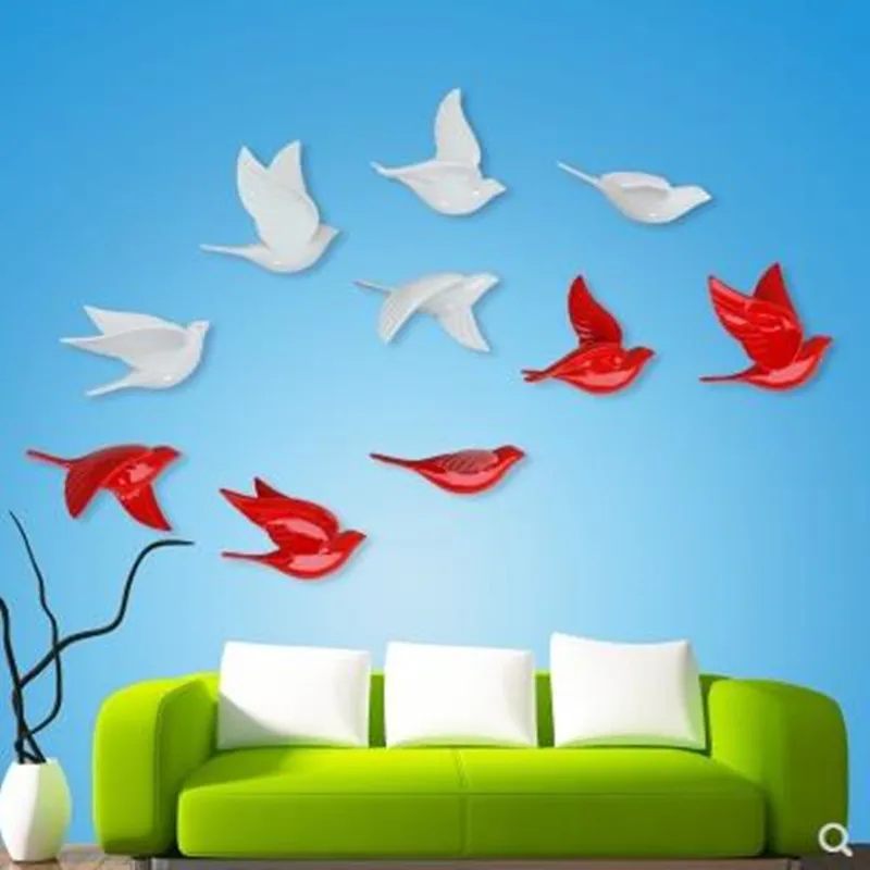 

Creative three-dimensional wall decoration bird, home decoration pigeon wall hanging, 5 cute beautiful birds, wedding room decor