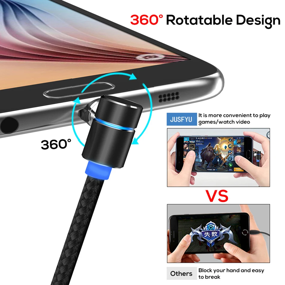 Магнитный кабель для быстрой зарядки 1 м 2 4 А Micro USB Тип C зарядное устройство iPhone X