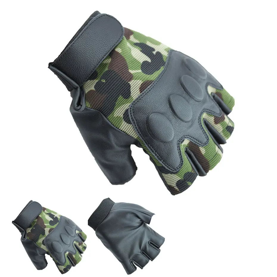 Camo Half Finger Tactical Gloves Hiking Camping Breathable Bike Bicycle Fitness Running Men Women Sportswear | Спорт и развлечения