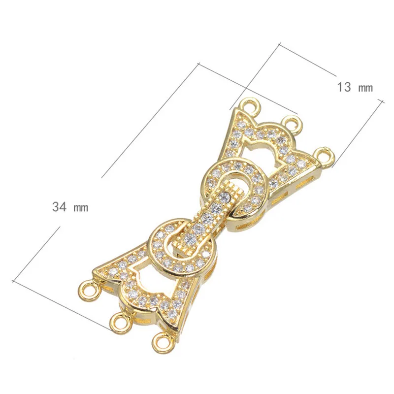 

34*13mm Copper Rose Gold Color Micro Pave Necklace Bracelet Connector 3 Holes Jewelry Findings Accessories Wholesale CHF548