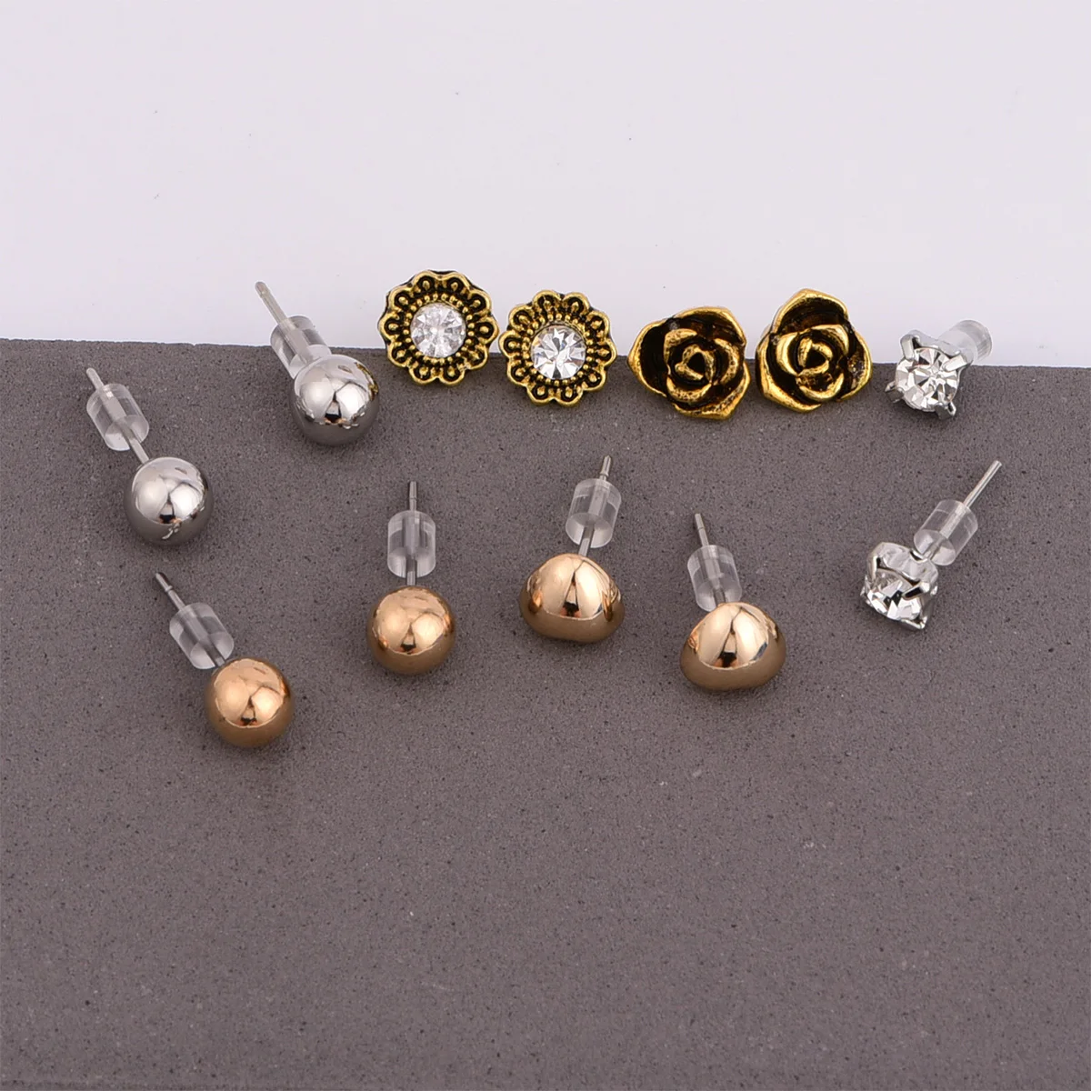 Новые модные ювелирные изделия с цветком в форме сердца 1 карточка = 6 пар E0031 -