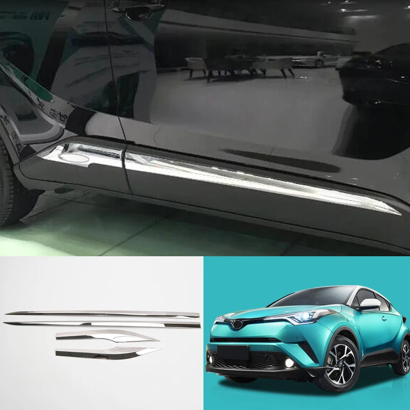 Для Toyota C-HR CHR панель кузова боковой двери формовочная полоса отделка из нержавеющей стали 4 шт. хром