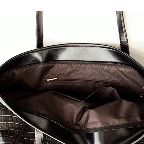 Модные Повседневные глянцевые сумки-тоуты из кожи аллигатора Большая