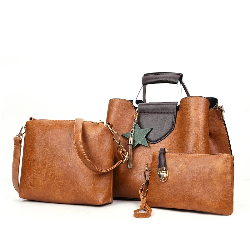 3 шт./компл. женские сумки Tote кисточкой дизайн сумка женская сумочка sac основной +