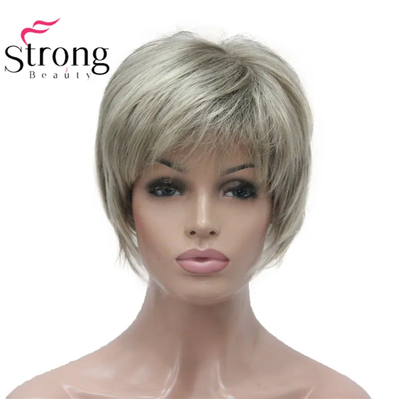 StrongBeauty красный микс черный короткий мягкий слоистый парик полный синтетический парик для женщин