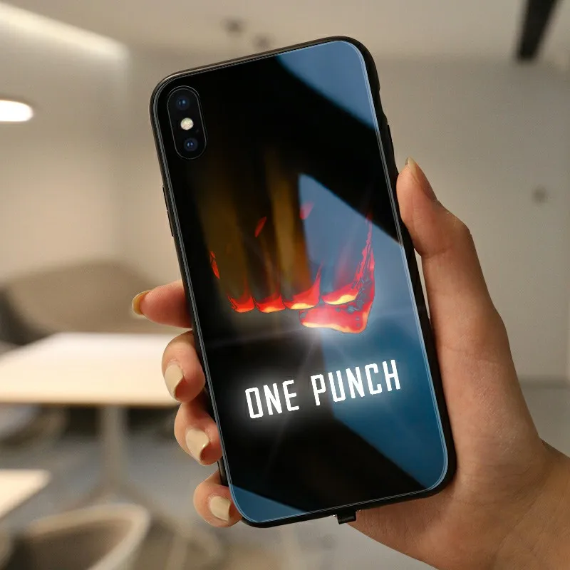 Red Mofi Smart Led Glow чехол для телефона для iPhone XR XS MAX чехол Funda Роскошный Жесткий Силиконовый ТПУ узорчатый стеклянный персонаж Капа - Цвет: Red