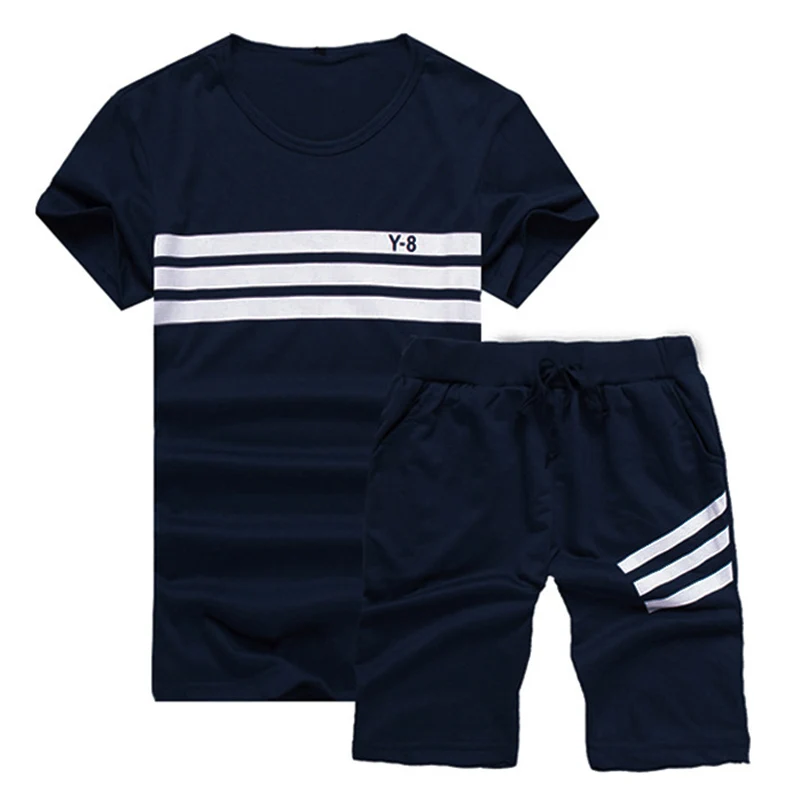 

Nice Vogue Mens Shorts Set Casual Tracksuit Men Pants Sportwears 2 Piece Short Sleeve T-shirts + Half Pants For Men Sportswear