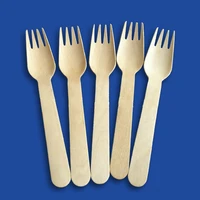 100pcslot 16cm party use disposable wooden fork flatware wood cutlery fork