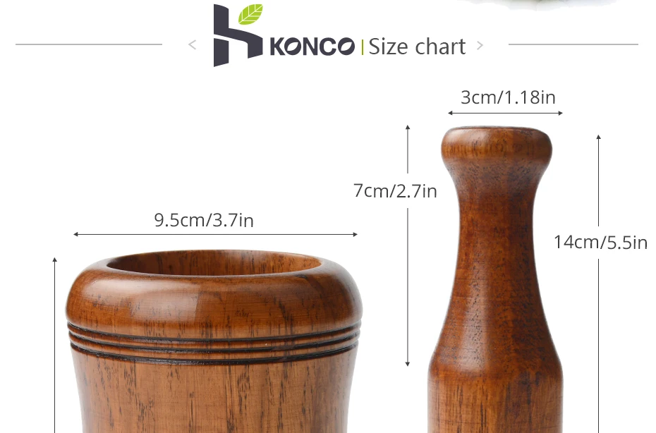 KONCO деревянная ступка и пестик набор, фарш для чеснока и имбиря дробилки, свежие измельченные терки для чеснока для специй измельчители