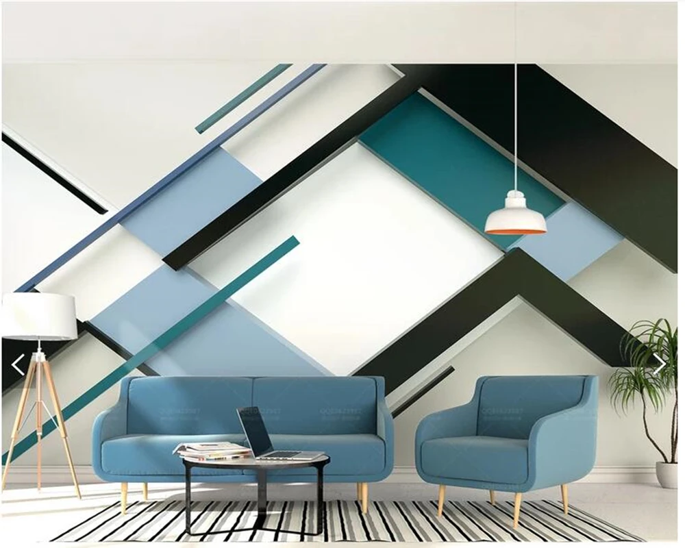3D обои на заказ Геометрические Квадратные линии мозаичные фрески для гостиной