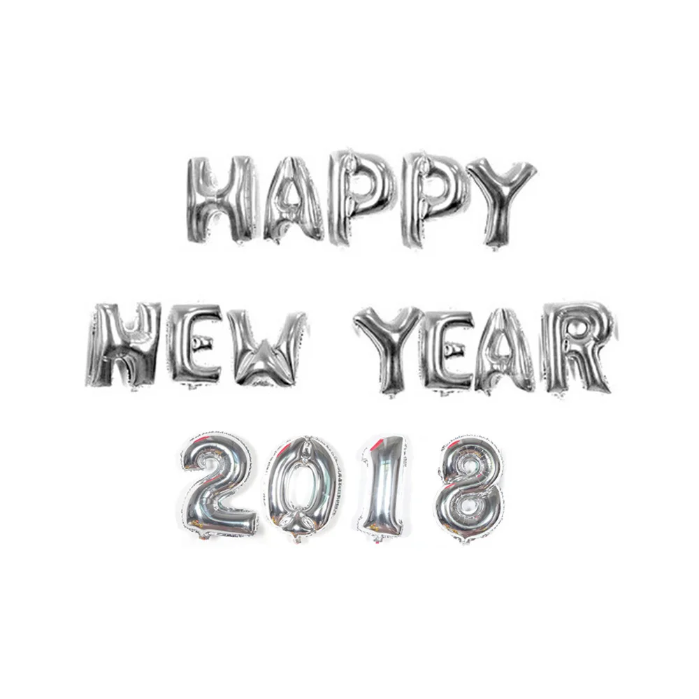 16 дюймов золото/серебро &quotсчастливый новый год 2018&quot фольгированный воздушный