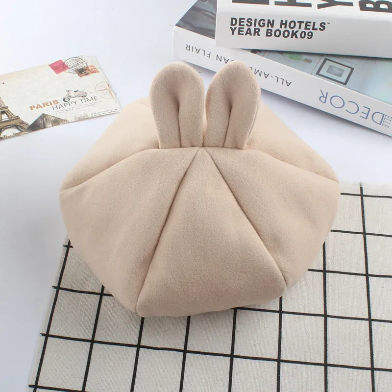 New Color Autumn Winter Beret Hat Caps Baby Toddler Kids Boys Girls Woolen Newsboy Artist Flat Cap Child rabbit ears pumpkin hat | Детская