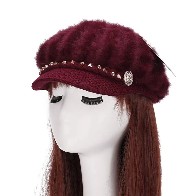 Теплые Женские Зимние Hat Для Женщин Шляпа Skullies &amp Шапочки кролик Волос Берет Cap