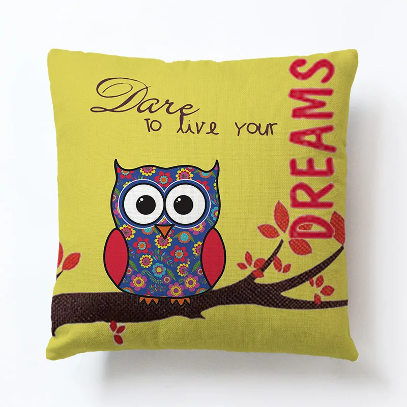 Мультфильм Чехлы Сова Семья печати наволочка птица белье 45*45 см бросить Чехол